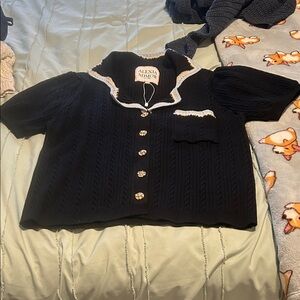 Alexia Admor Black and Gray Knit Cardigan